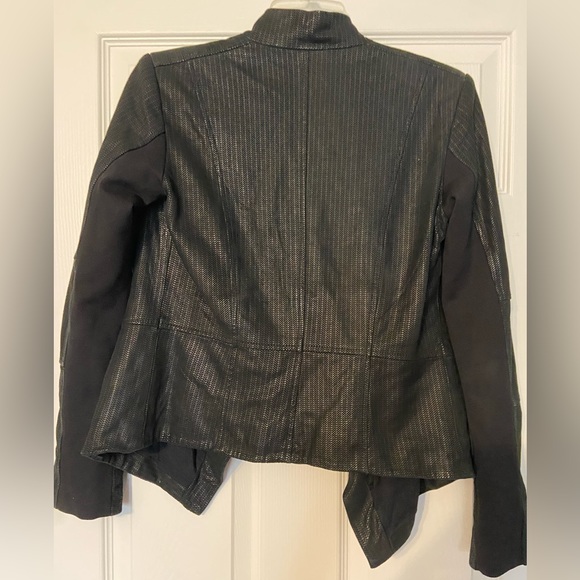 G.I.L.I. (Got it Love It) black leather cascade collar jacket in size 2 - Picture 2 of 2